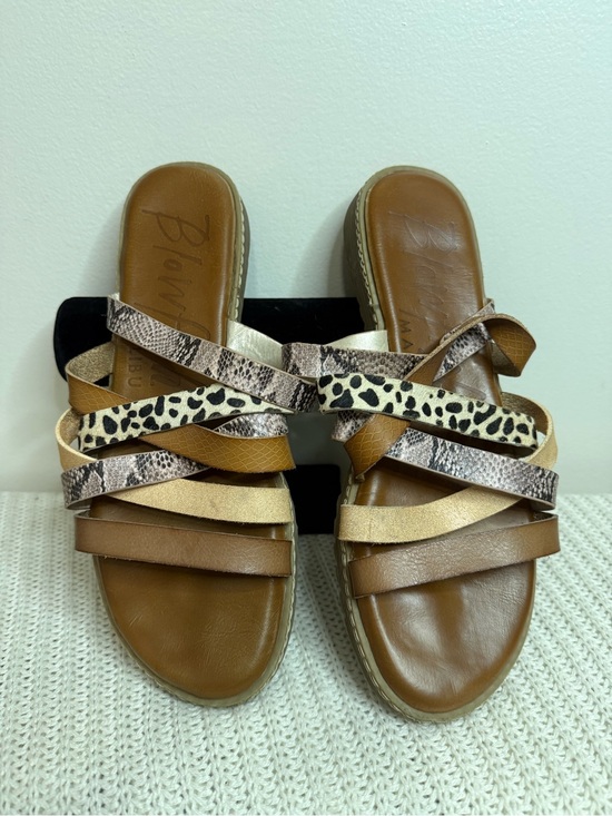 Blowfish Shoes - Blowfish Women’s Brown Multi-Strap Slide Sandals with Animal Print size 10